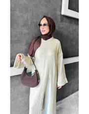 word yırtmçlı triko elbise taş 2