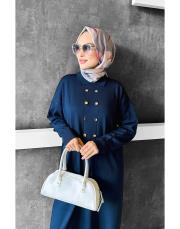 asos uzun tunikli merserize  triko takım lacivert 2