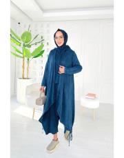 alices %100 pamuk ip büzgülü triko hırka lacivert 2