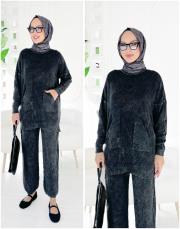 lara %100 pamuk triko takım siyah