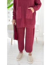 lara %100 pamuk triko takım bordo 3