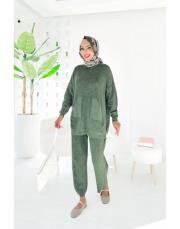 lara %100 pamuk triko takım haki 2