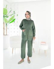 lara %100 pamuk triko takım haki 3