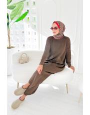 lara %100 pamuk triko takım kahve