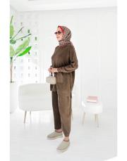 lara %100 pamuk triko takım kahve 2