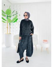 makose pamuk ip triko triko takım siyah