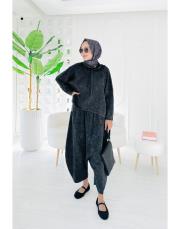 makose pamuk ip triko triko takım siyah 2