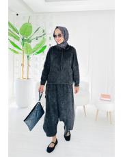 makose pamuk ip triko triko takım siyah 4