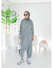 makose pamuk ip triko triko takım gri 2