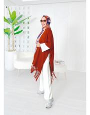 selen triko püsküllü panço kiremit 2