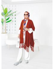 selen triko püsküllü panço kiremit 3