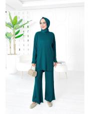 laurant saç örgü triko takım petrol