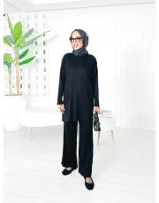 laurant saç örgü triko takım siyah 2