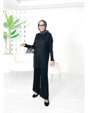 laurant saç örgü triko takım siyah 3