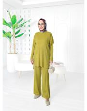 laurant saç örgü triko takım yağyeşili 2