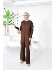 laurant saç örgü triko takım kahve 2