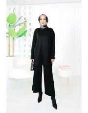 merlin merserize pantolon piliseli takım siyah 3