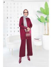 merlin merserize pantolon piliseli takım bordo