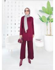 merlin merserize pantolon piliseli takım bordo 2