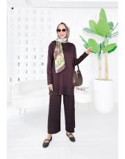 merlin merserize pantolon piliseli takım kahve