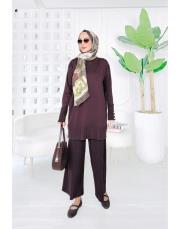 merlin merserize pantolon piliseli takım kahve 2