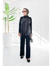 fame cupra merserize yanı fermuarlı tunik siyah 2