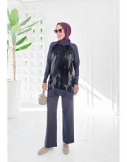 fame cupra merserize yanı fermuarlı tunik antrasit