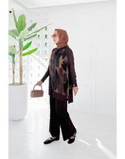 fame cupra merserize yanı fermuarlı tunik kahve 2