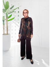 fame cupra merserize yanı fermuarlı tunik kahve 3