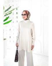 sentor omuz düğmeli kollar kupra merserize tunik taş 2