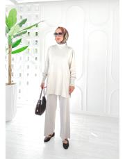 sentor omuz düğmeli kollar kupra merserize tunik taş 3