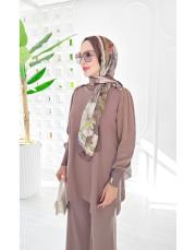 sentor omuz düğmeli kollar kupra merserize tunik vizon 2