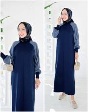 winks merserize kupra kol detay triko elbise lacivert