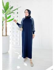 winks merserize kupra kol detay triko elbise lacivert 2