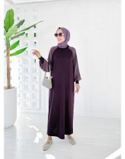 winks merserize kupra kol detay triko elbise mürdüm