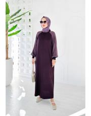 winks merserize kupra kol detay triko elbise mürdüm 3