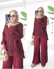 toffy pamuk triko takım bordo