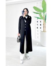 epila omuz düğmeli merserize hırka siyah 3