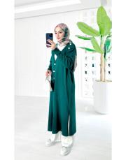 epila omuz düğmeli merserize hırka zümrüt