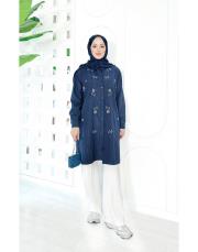 saros kupra işlemeli gömlek lacivert 2