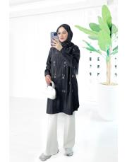 saros kupra işlemeli gömlek siyah 3