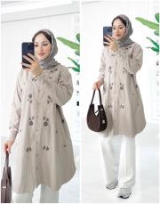 saros kupra işlemeli gömlek taş