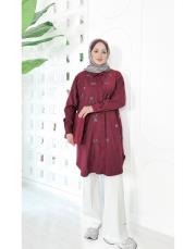 saros kupra işlemeli gömlek bordo 2