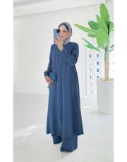 sensual tencel pantolonlu takım lacivert