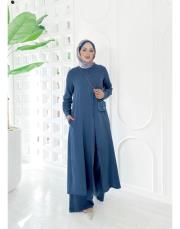 sensual tencel pantolonlu takım lacivert 2