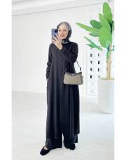 sensual tencel pantolonlu takım siyah