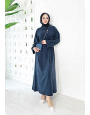 natives düz tencel elbise lacivert 2