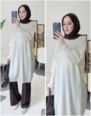 karo triko tunik krem