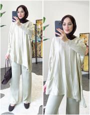 emilia çapraz triko takım krem