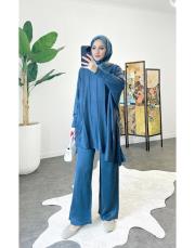 emilia çapraz triko takım mavi 2